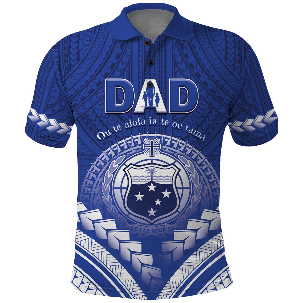 Personalised Samoa Happy Father's Day Polo Shirt Ou Te Alofa Ia Te Oe Tama Dad Polynesian Tribal LT05 Blue - Polynesian Pride