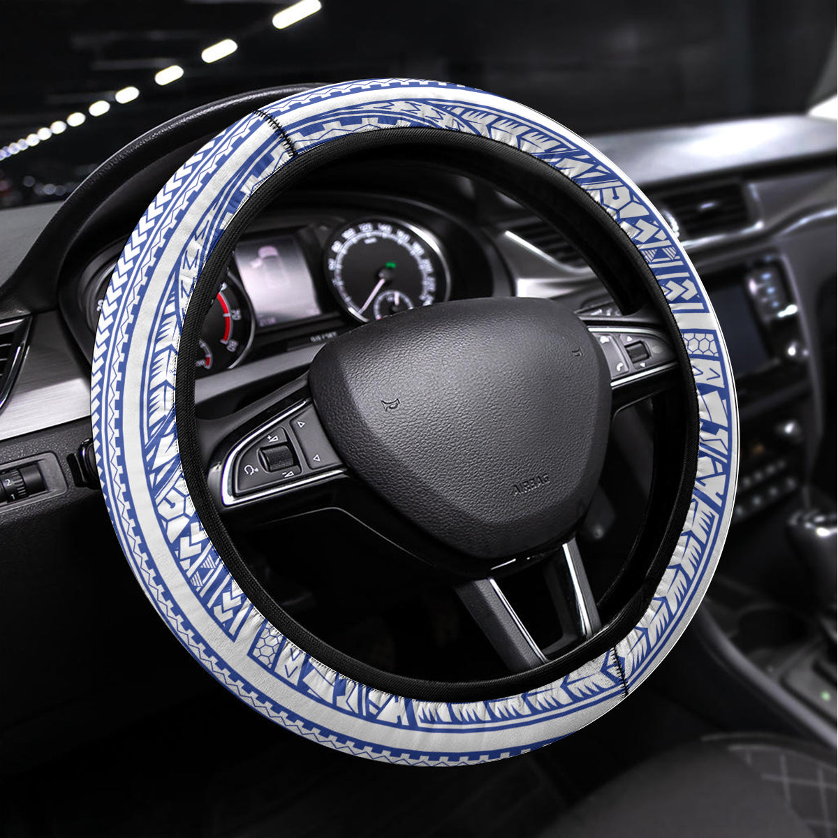 Samoa Happy Father's Day Steering Wheel Cover Ou Te Alofa Ia Te Oe Tama Dad Polynesian Tribal LT05 Universal Fit Blue - Polynesian Pride