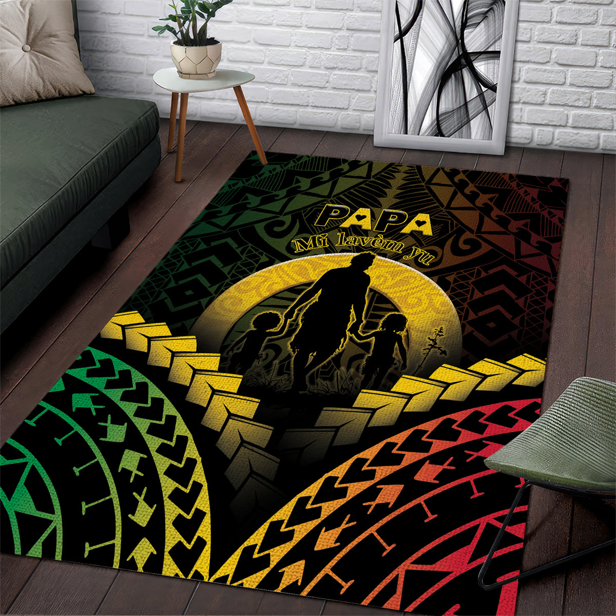 Vanuatu Happy Father's Day Area Rug Mi Lavem Yu Papa Polynesian Tribal LT05 Reggae - Polynesian Pride