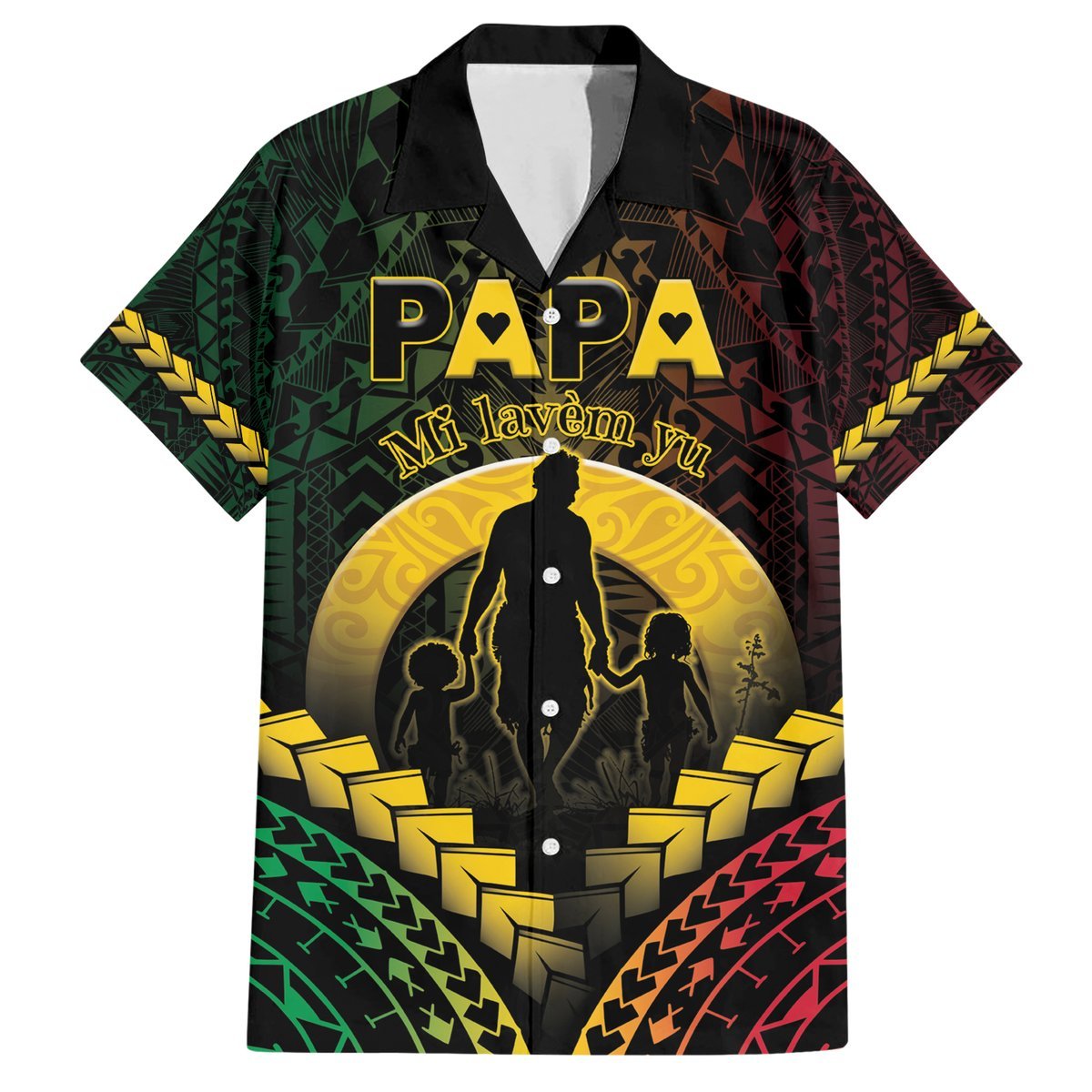 Personalised Vanuatu Happy Father's Day Hawaiian Shirt Mi Lavem Yu Papa Polynesian Tribal LT05 Reggae - Polynesian Pride