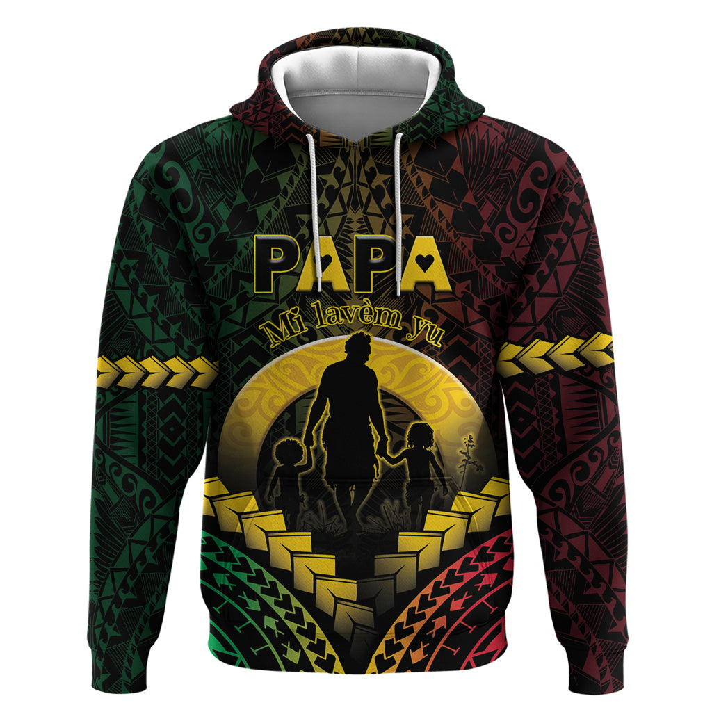 Personalised Vanuatu Happy Father's Day Hoodie Mi Lavem Yu Papa Polynesian Tribal LT05 Pullover Hoodie Reggae - Polynesian Pride