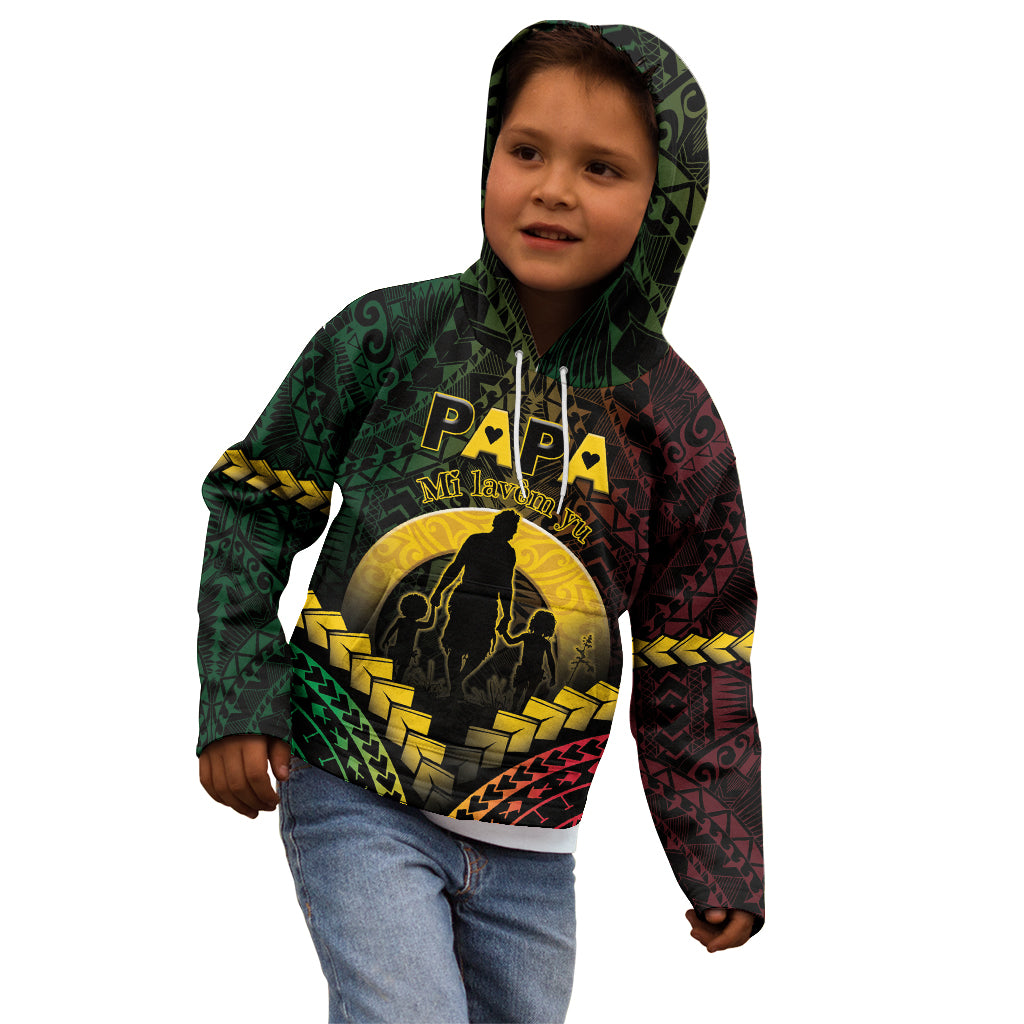 Personalised Vanuatu Happy Father's Day Kid Hoodie Mi Lavem Yu Papa Polynesian Tribal LT05 - Polynesian Pride