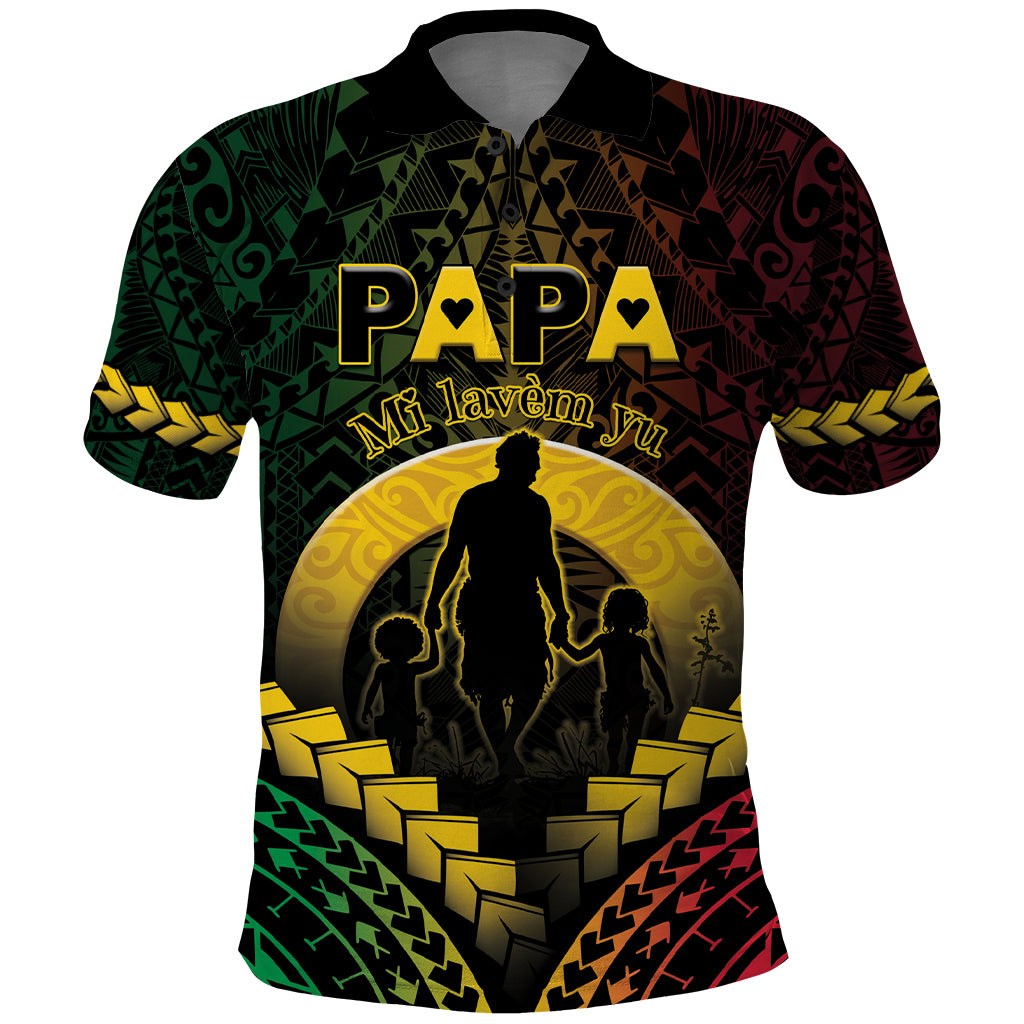 Personalised Vanuatu Happy Father's Day Polo Shirt Mi Lavem Yu Papa Polynesian Tribal LT05 Reggae - Polynesian Pride