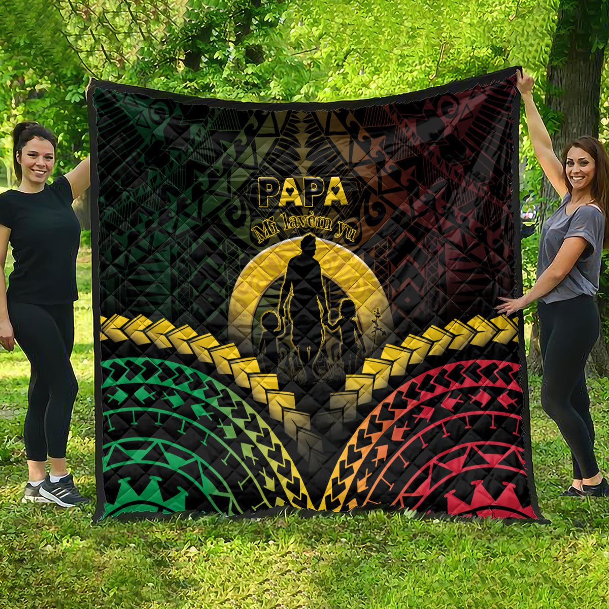 Vanuatu Happy Father's Day Quilt Mi Lavem Yu Papa Polynesian Tribal LT05 - Polynesian Pride