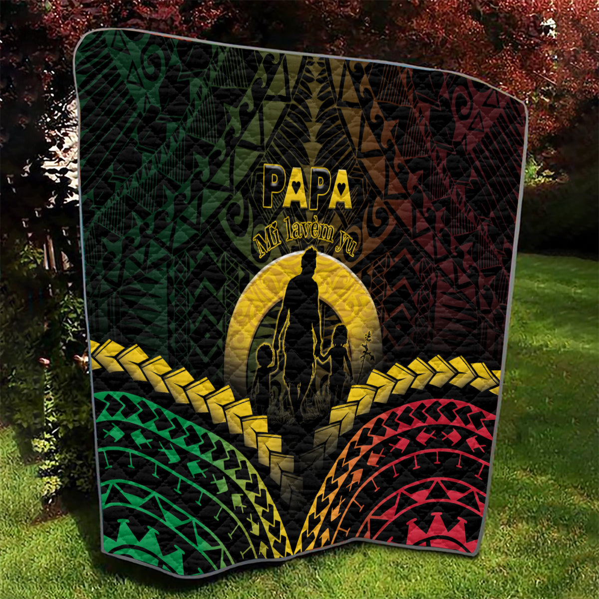 Vanuatu Happy Father's Day Quilt Mi Lavem Yu Papa Polynesian Tribal LT05 - Polynesian Pride