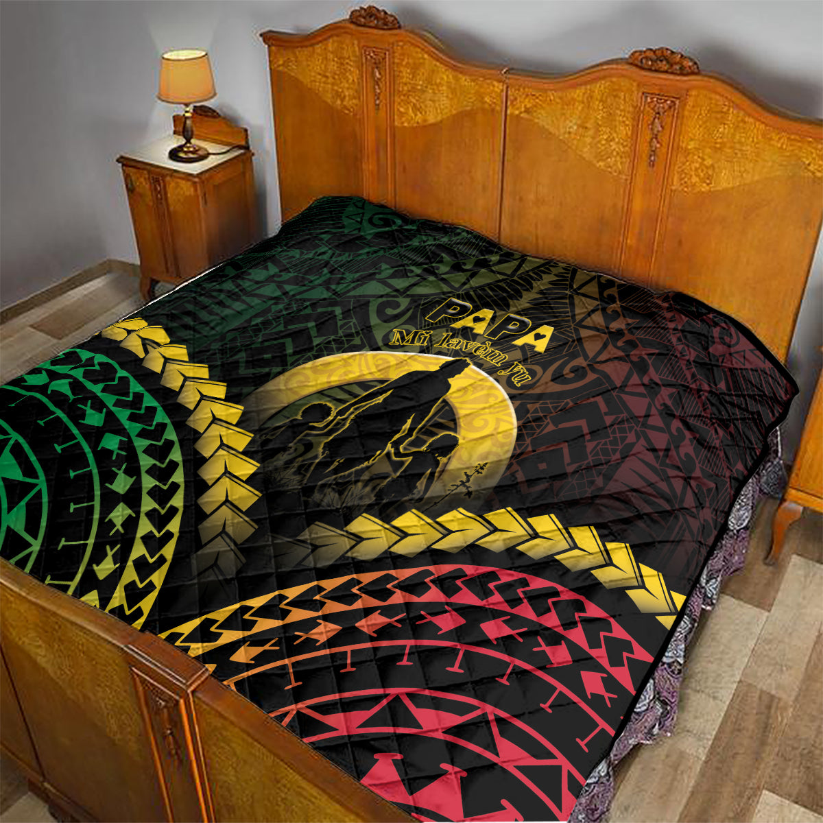 Vanuatu Happy Father's Day Quilt Mi Lavem Yu Papa Polynesian Tribal LT05 - Polynesian Pride