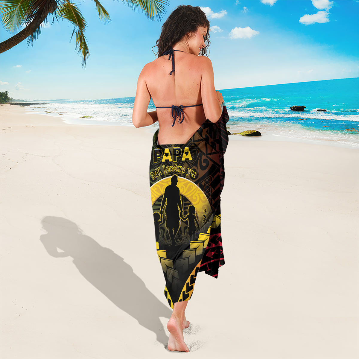 Vanuatu Happy Father's Day Sarong Mi Lavem Yu Papa Polynesian Tribal LT05 - Polynesian Pride