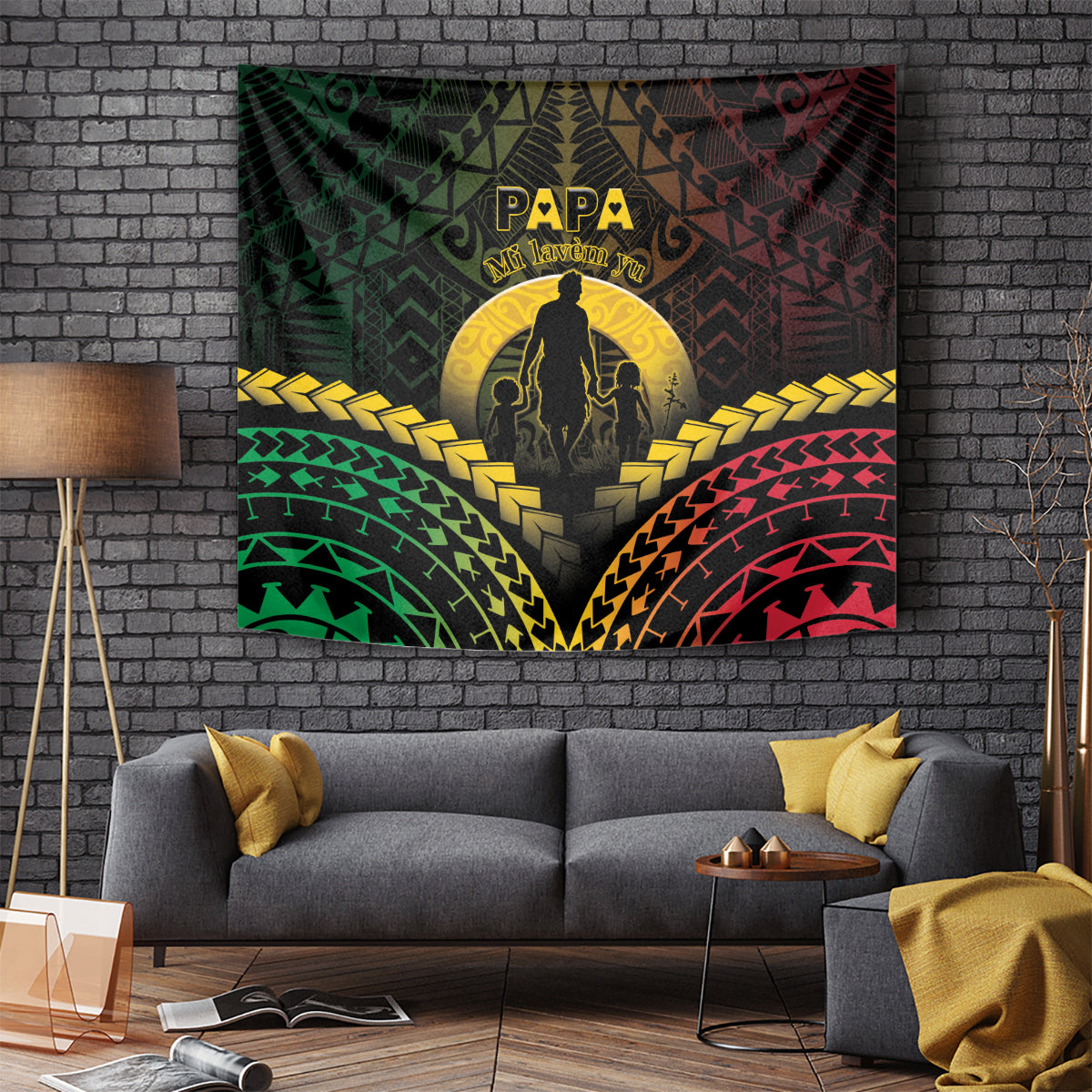 Vanuatu Happy Father's Day Tapestry Mi Lavem Yu Papa Polynesian Tribal LT05 - Polynesian Pride
