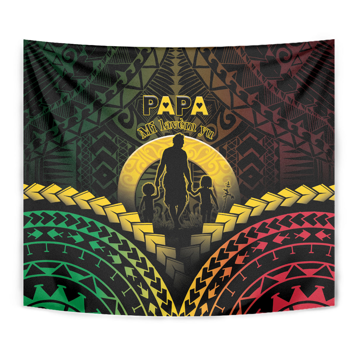 Vanuatu Happy Father's Day Tapestry Mi Lavem Yu Papa Polynesian Tribal LT05 - Polynesian Pride