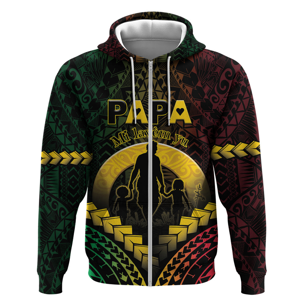 Personalised Vanuatu Happy Father's Day Zip Hoodie Mi Lavem Yu Papa Polynesian Tribal LT05 Zip Hoodie Reggae - Polynesian Pride
