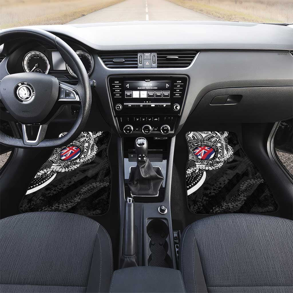Hawaii Flag Day Car Mats Hawaiian Maile Lei LT05 Set 2pcs - Front Black - Polynesian Pride