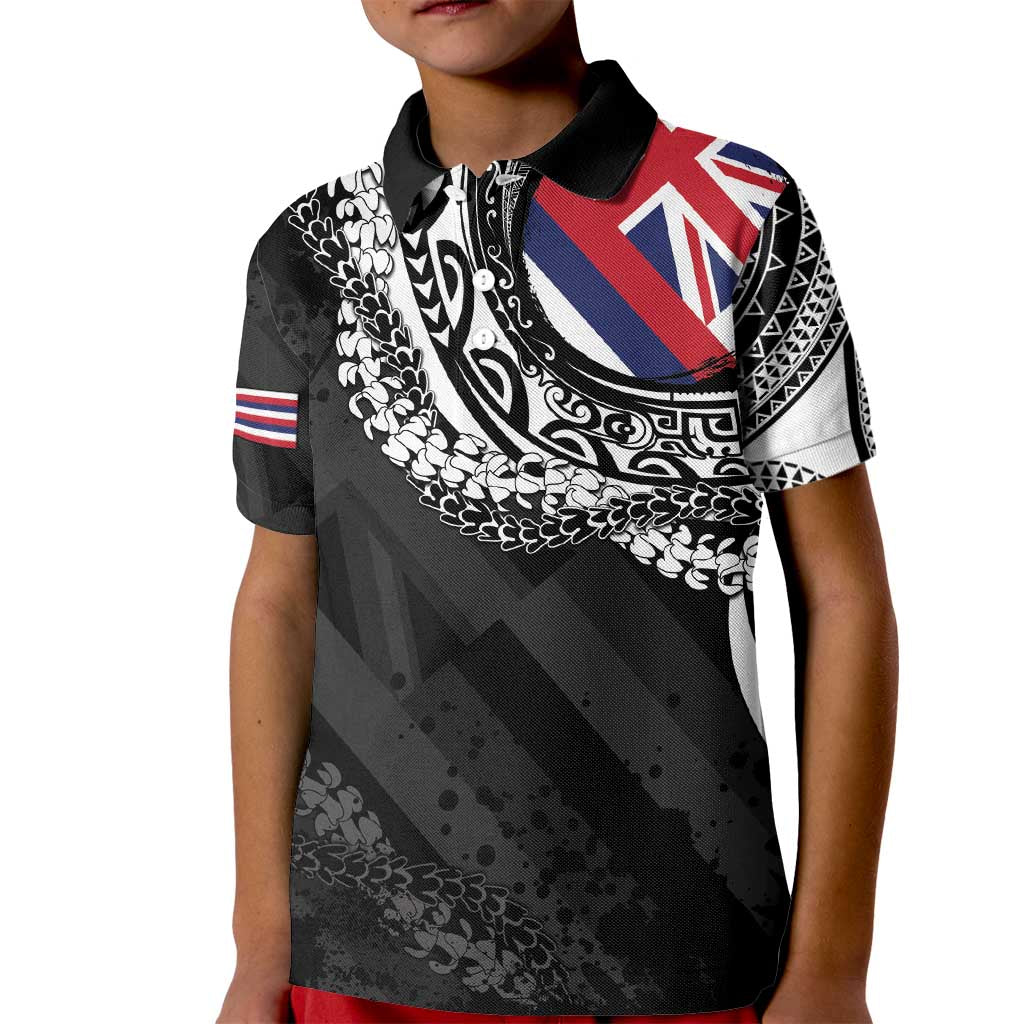 Hawaii Flag Day Kid Polo Shirt Hawaiian Maile Lei LT05 Kid Black - Polynesian Pride
