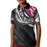 Hawaii Flag Day Kid Polo Shirt Hawaiian Maile Lei LT05 Kid Black - Polynesian Pride