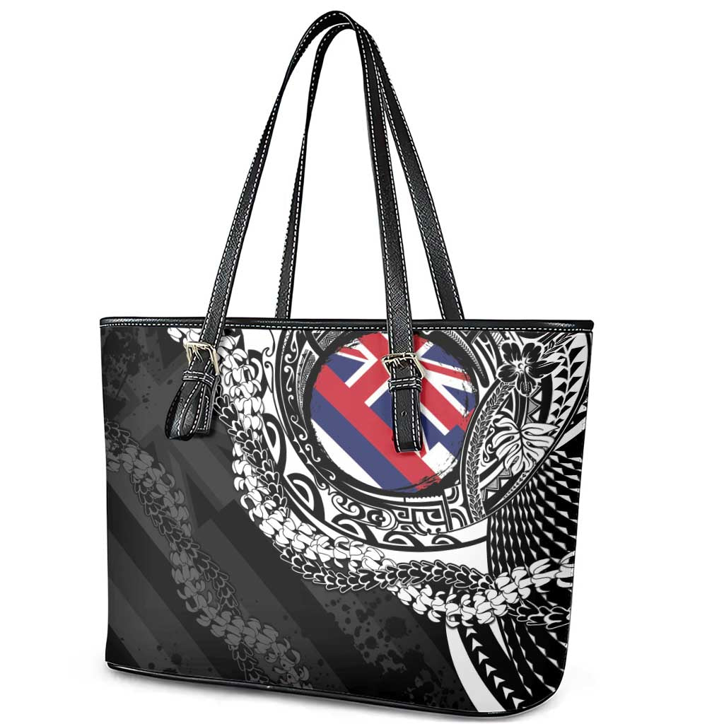 Hawaii Flag Day Leather Tote Bag Hawaiian Maile Lei LT05 - Polynesian Pride