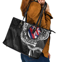Hawaii Flag Day Leather Tote Bag Hawaiian Maile Lei LT05 - Polynesian Pride