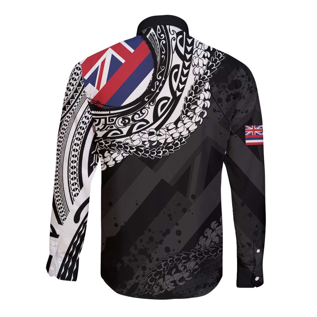 Hawaii Flag Day Long Sleeve Button Shirt Hawaiian Maile Lei LT05 - Polynesian Pride