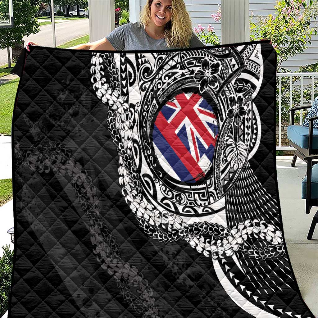 Hawaii Flag Day Quilt Hawaiian Maile Lei LT05 Black - Polynesian Pride