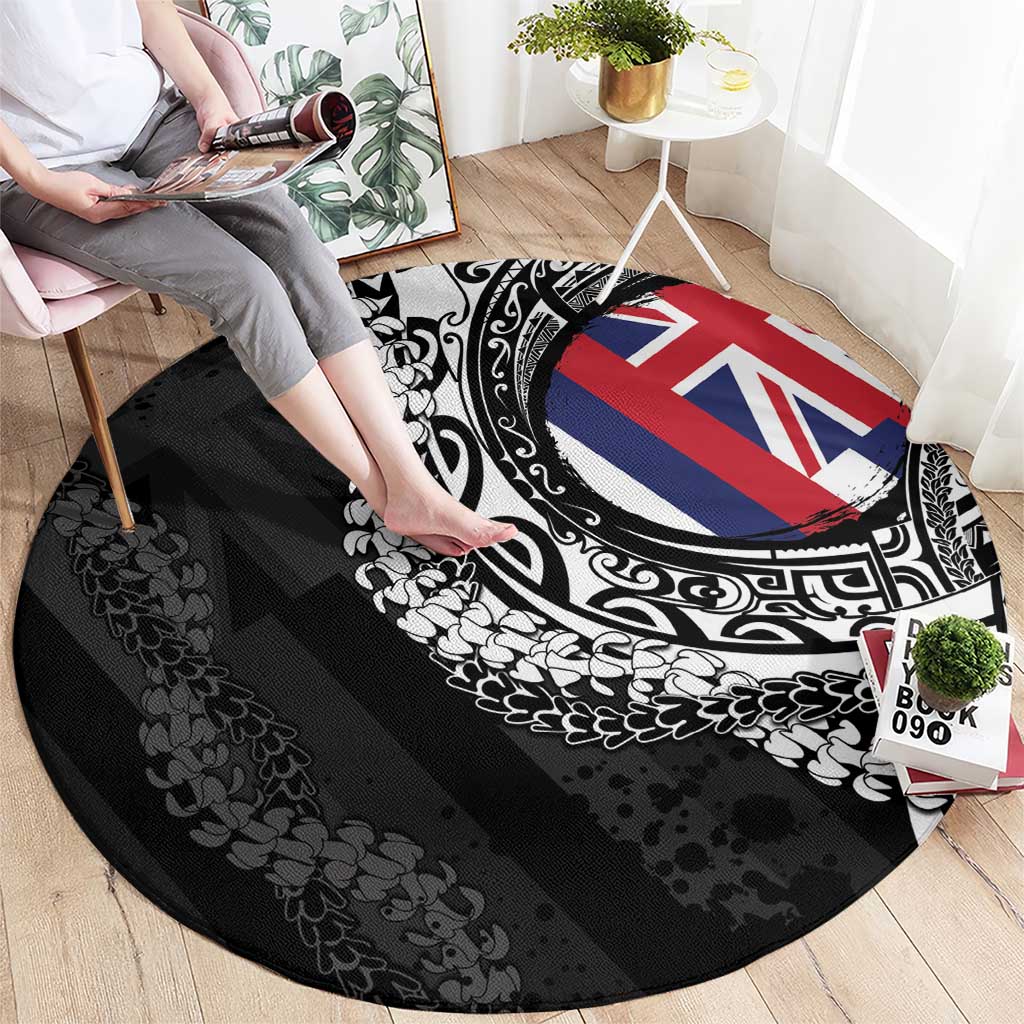 Hawaii Flag Day Round Carpet Hawaiian Maile Lei LT05 - Polynesian Pride