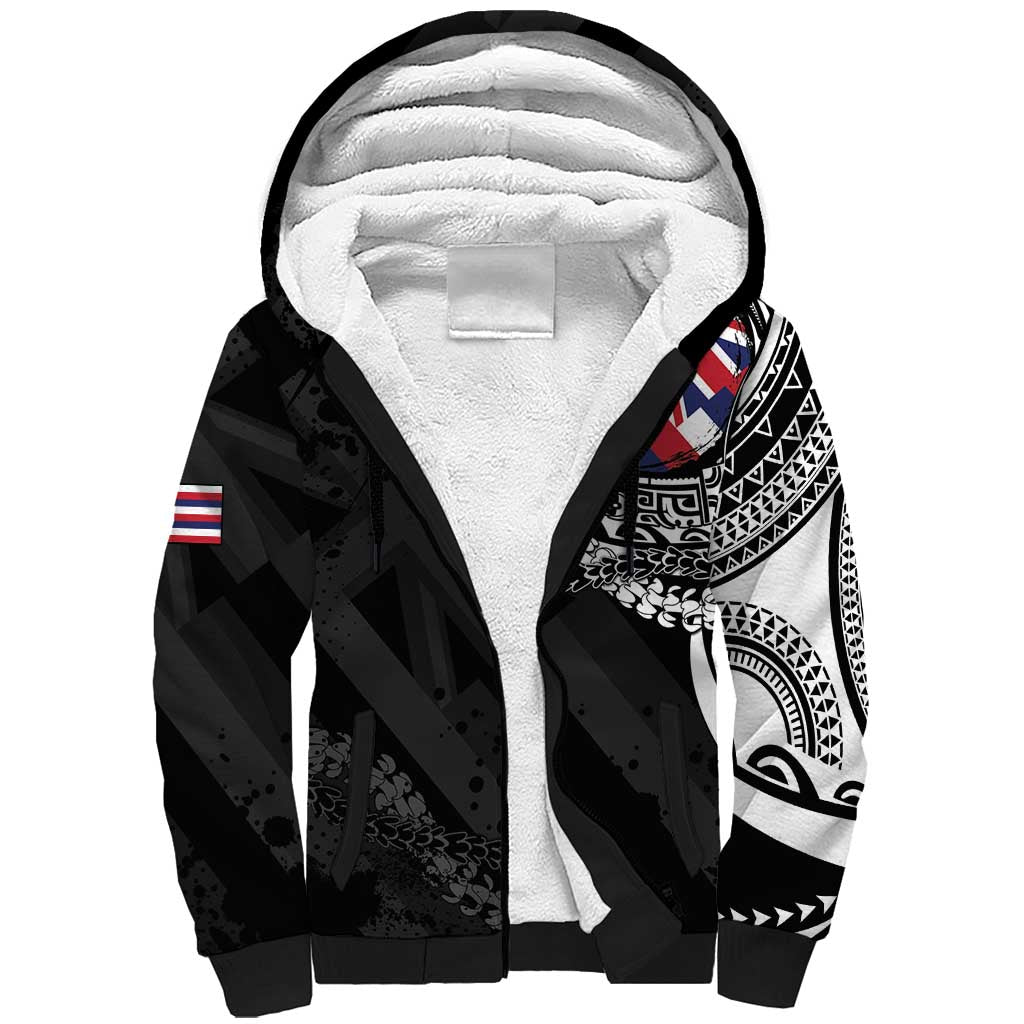 Hawaii Flag Day Sherpa Hoodie Hawaiian Maile Lei LT05 Unisex Black - Polynesian Pride