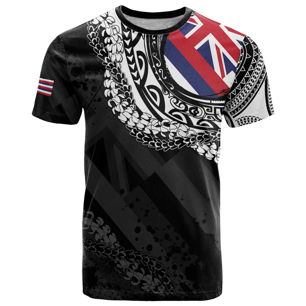 Hawaii Flag Day T Shirt Hawaiian Maile Lei LT05 Black - Polynesian Pride