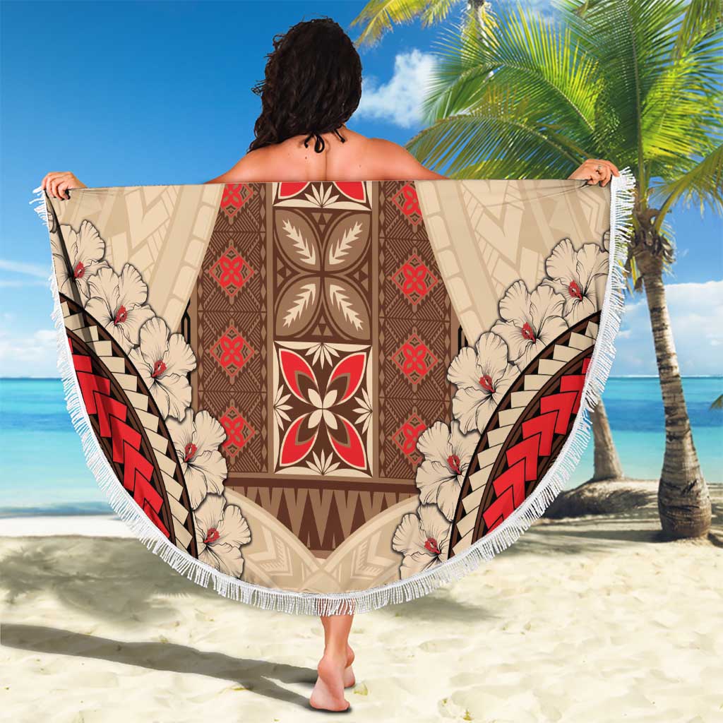 Samoa Language Week Beach Blanket Samoan Motif With Red Hibiscus LT05 - Polynesian Pride