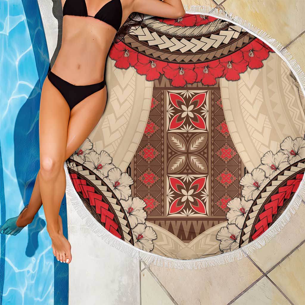Samoa Language Week Beach Blanket Samoan Motif With Red Hibiscus LT05 - Polynesian Pride