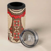Samoa Language Week 4 in 1 Can Cooler Tumbler Samoan Motif With Red Hibiscus LT05 - Polynesian Pride