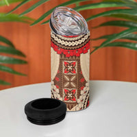 Samoa Language Week 4 in 1 Can Cooler Tumbler Samoan Motif With Red Hibiscus LT05 - Polynesian Pride