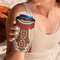 Samoa Language Week 4 in 1 Can Cooler Tumbler Samoan Motif With Red Hibiscus LT05 - Polynesian Pride