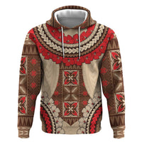 Samoa Language Week Hoodie Samoan Motif With Red Hibiscus LT05 Pullover Hoodie Beige - Polynesian Pride