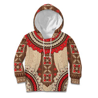 Samoa Language Week Kid Hoodie Samoan Motif With Red Hibiscus LT05 Hoodie Beige - Polynesian Pride