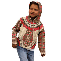 Samoa Language Week Kid Hoodie Samoan Motif With Red Hibiscus LT05 - Polynesian Pride
