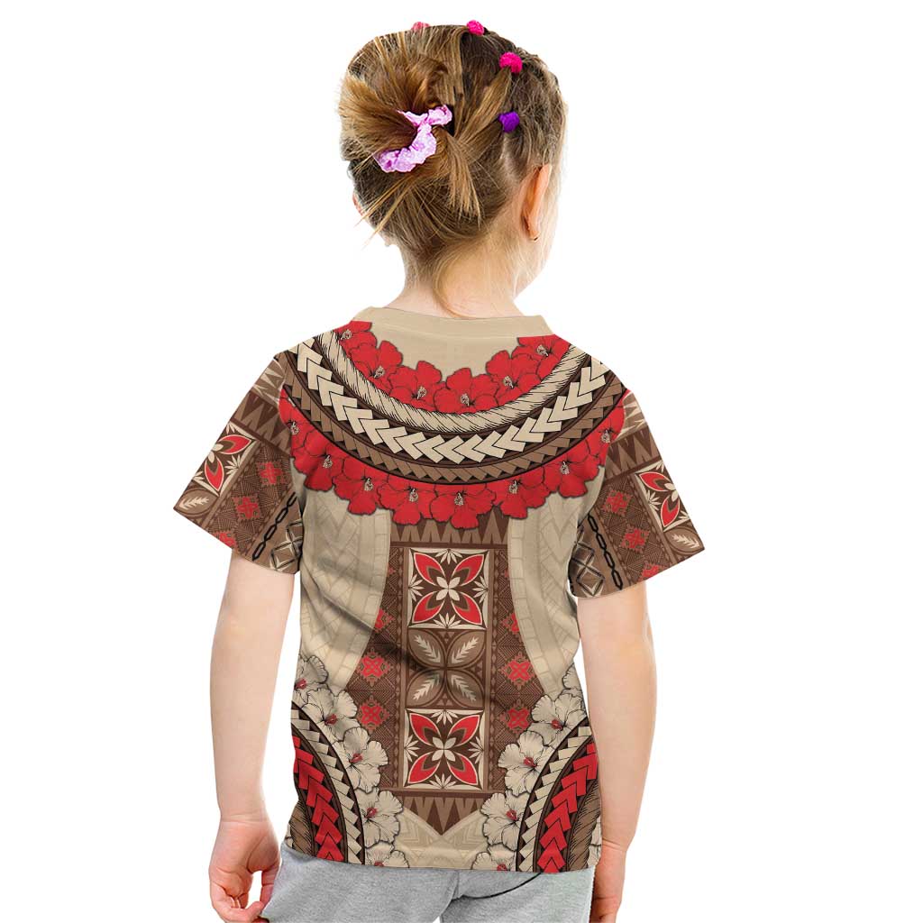 Samoa Language Week Kid T Shirt Samoan Motif With Red Hibiscus LT05 - Polynesian Pride