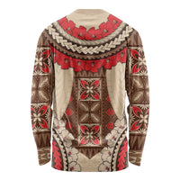 Samoa Language Week Long Sleeve Shirt Samoan Motif With Red Hibiscus LT05 - Polynesian Pride