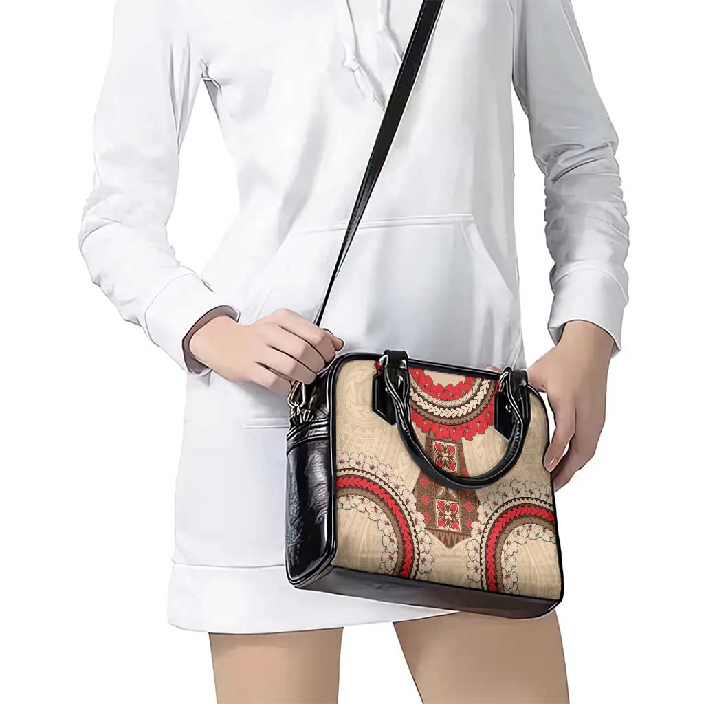 Samoa Language Week Shoulder Handbag Samoan Motif With Red Hibiscus LT05 - Polynesian Pride