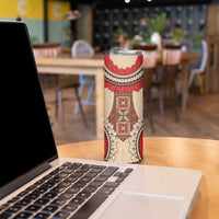 Samoa Language Week Skinny Tumbler Samoan Motif With Red Hibiscus LT05 - Polynesian Pride