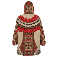 Samoa Language Week Wearable Blanket Hoodie Samoan Motif With Red Hibiscus LT05 - Polynesian Pride