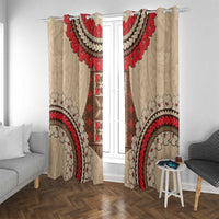 Samoa Language Week Window Curtain Samoan Motif With Red Hibiscus LT05 With Grommets Beige - Polynesian Pride