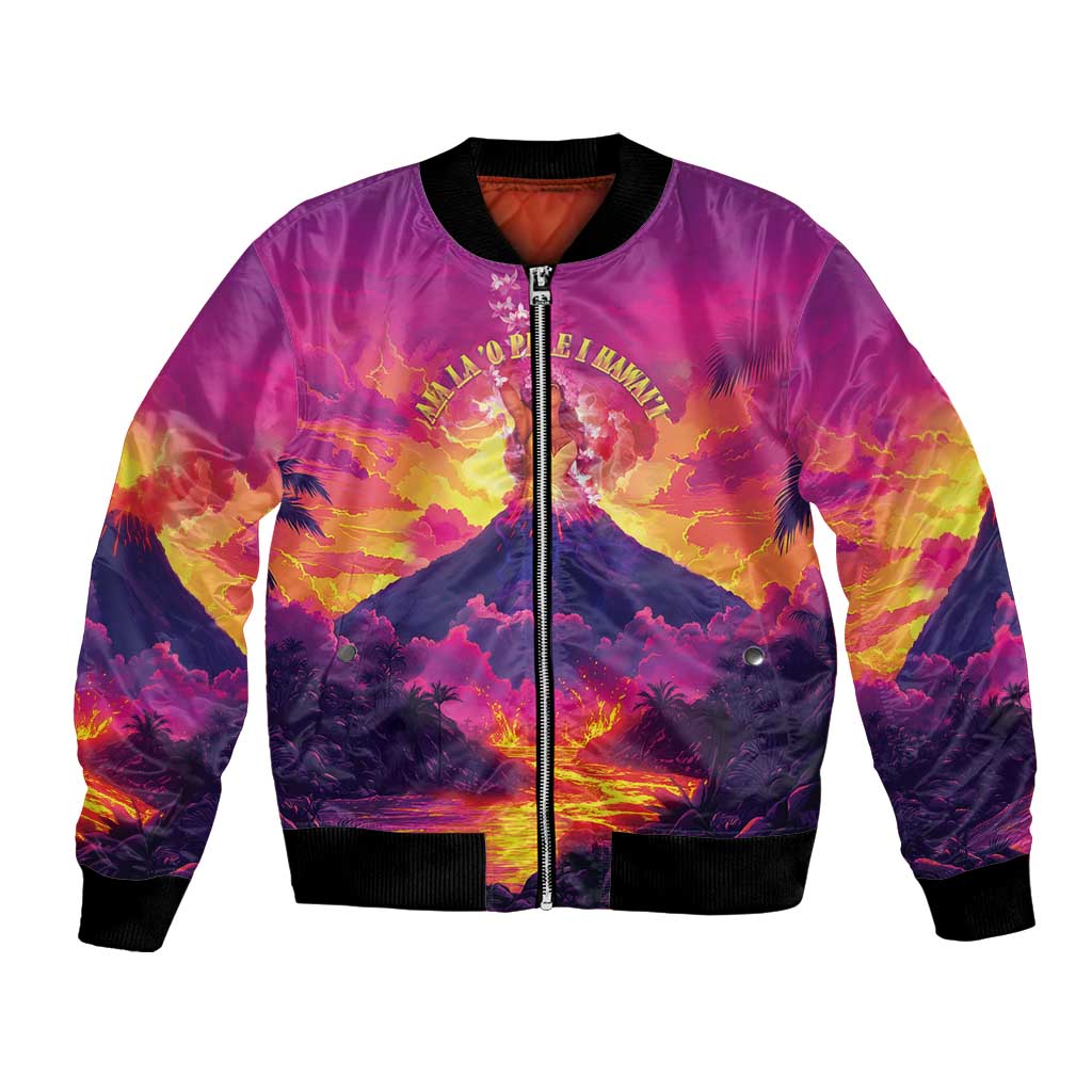 Hawaii Kilauea Volcano Bomber Jacket There Is Pele Goddess Of The Volcano LT05 Unisex Purple - Polynesian Pride