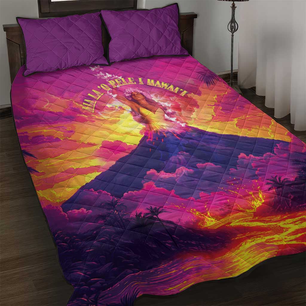 Hawaii Kilauea Volcano Quilt Bed Set There Is Pele Goddess Of The Volcano LT05 Purple - Polynesian Pride