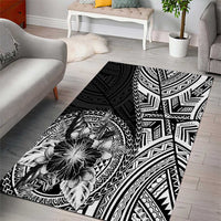 Hibiscus With Black Austronesian Tattoo Pattern Area Rug LT05 - Polynesian Pride