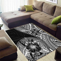 Hibiscus With Black Austronesian Tattoo Pattern Area Rug LT05 - Polynesian Pride