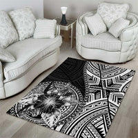 Hibiscus With Black Austronesian Tattoo Pattern Area Rug LT05 - Polynesian Pride