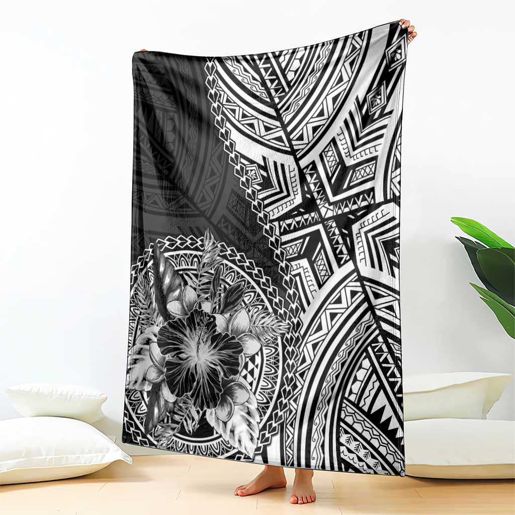 Hibiscus With Black Austronesian Tattoo Pattern Blanket LT05 - Polynesian Pride