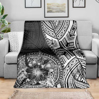 Hibiscus With Black Austronesian Tattoo Pattern Blanket LT05 - Polynesian Pride