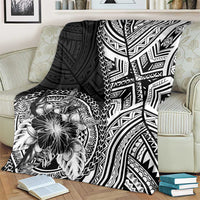 Hibiscus With Black Austronesian Tattoo Pattern Blanket LT05 - Polynesian Pride