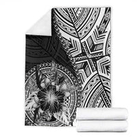 Hibiscus With Black Austronesian Tattoo Pattern Blanket LT05 - Polynesian Pride
