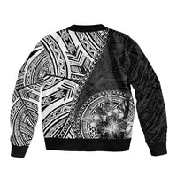 Hibiscus With Black Austronesian Tattoo Pattern Bomber Jacket LT05 - Polynesian Pride