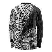 Hibiscus With Black Austronesian Tattoo Pattern Long Sleeve Shirt LT05 - Polynesian Pride