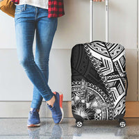Hibiscus With Black Austronesian Tattoo Pattern Luggage Cover LT05 - Polynesian Pride